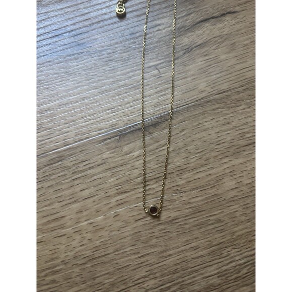 MICHAEL KORS NECKLACE GOLD TONE WITH PINK STONE - Picture 1 of 3